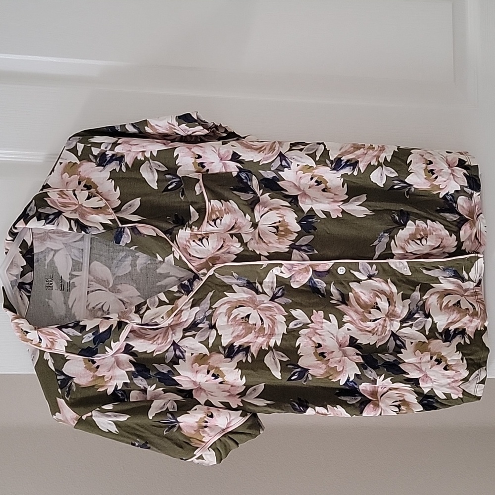 Nwt New Stars Above Beautifully Spft Green Floral Pajamas Set Large - Picture 2 of 8